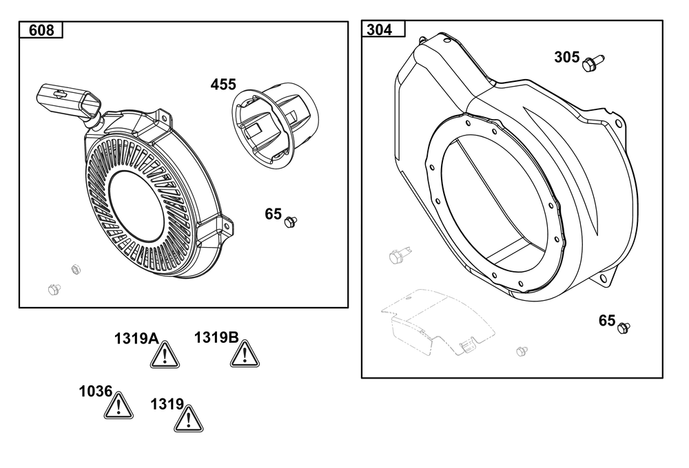 Blower Housing Group Diagram and Parts List for 15T232-1850-F1 100000 - 19Z999 Briggs and Stratton Engine